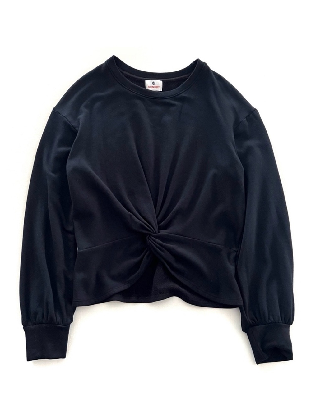 Sundry Twist-Front Sweatshirt in Black Size Small